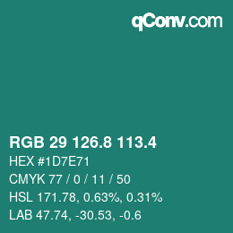 カラーコード: RGB 29 126.8 113.4 | qconv.com