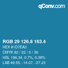 カラーコード: RGB 29 126.8 163.4 | qconv.com