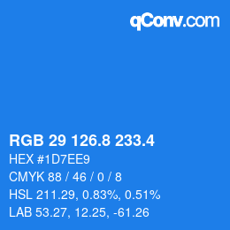 カラーコード: RGB 29 126.8 233.4 | qconv.com