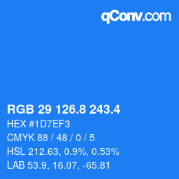 カラーコード: RGB 29 126.8 243.4 | qconv.com