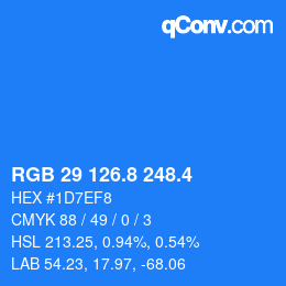 カラーコード: RGB 29 126.8 248.4 | qconv.com