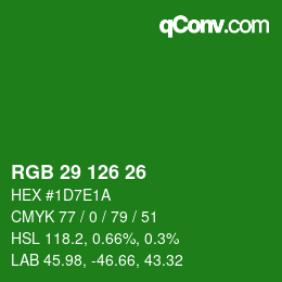 Color code: RGB 29 126 26 | qconv.com
