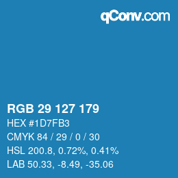 Color code: RGB 29 127 179 | qconv.com