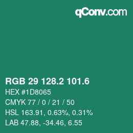カラーコード: RGB 29 128.2 101.6 | qconv.com