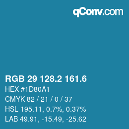 カラーコード: RGB 29 128.2 161.6 | qconv.com