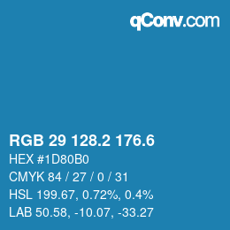 カラーコード: RGB 29 128.2 176.6 | qconv.com