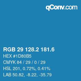 カラーコード: RGB 29 128.2 181.6 | qconv.com