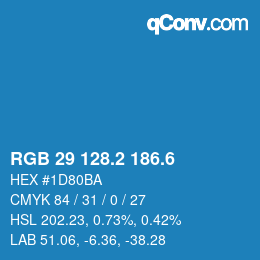 カラーコード: RGB 29 128.2 186.6 | qconv.com