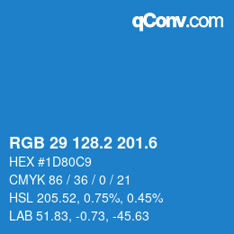 カラーコード: RGB 29 128.2 201.6 | qconv.com
