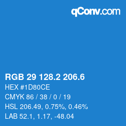 カラーコード: RGB 29 128.2 206.6 | qconv.com