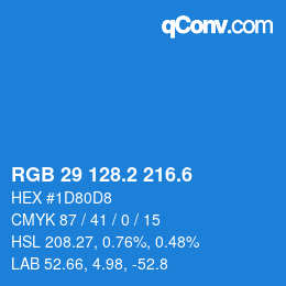 カラーコード: RGB 29 128.2 216.6 | qconv.com