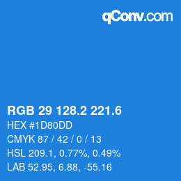 カラーコード: RGB 29 128.2 221.6 | qconv.com