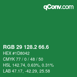 カラーコード: RGB 29 128.2 66.6 | qconv.com