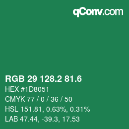 カラーコード: RGB 29 128.2 81.6 | qconv.com
