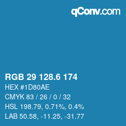 カラーコード: RGB 29 128.6 174 | qconv.com