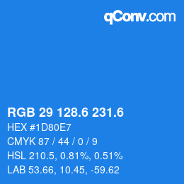 カラーコード: RGB 29 128.6 231.6 | qconv.com
