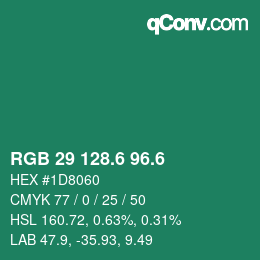 カラーコード: RGB 29 128.6 96.6 | qconv.com