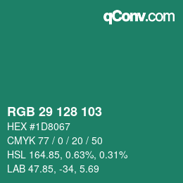 カラーコード: RGB 29 128 103 | qconv.com