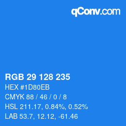 カラーコード: RGB 29 128 235 | qconv.com