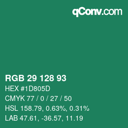 颜色代码: RGB 29 128 93 | qconv.com