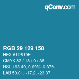 カラーコード: RGB 29 129 158 | qconv.com
