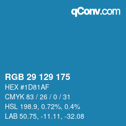 颜色代码: RGB 29 129 175 | qconv.com