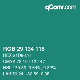 Color code: RGB 29 134 118 | qconv.com