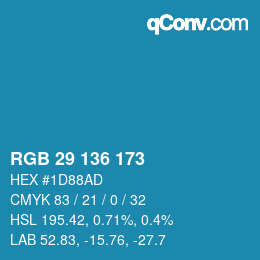 Color code: RGB 29 136 173 | qconv.com