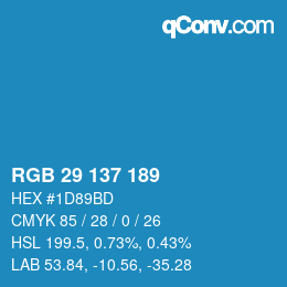 Color code: RGB 29 137 189 | qconv.com