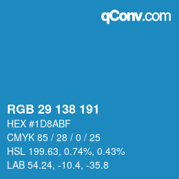 Color code: RGB 29 138 191 | qconv.com