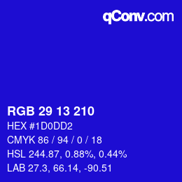 カラーコード: RGB 29 13 210 | qconv.com