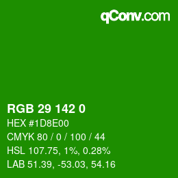 Color code: RGB 29 142 0 | qconv.com