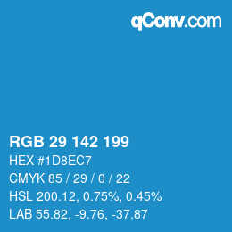 カラーコード: RGB 29 142 199 | qconv.com