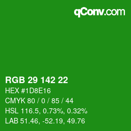 Color code: RGB 29 142 22 | qconv.com