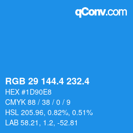 カラーコード: RGB 29 144.4 232.4 | qconv.com