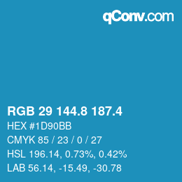 カラーコード: RGB 29 144.8 187.4 | qconv.com