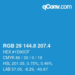 カラーコード: RGB 29 144.8 207.4 | qconv.com