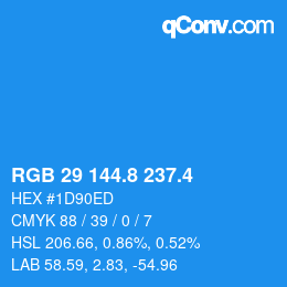カラーコード: RGB 29 144.8 237.4 | qconv.com