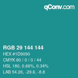 Color code: RGB 29 144 144 | qconv.com