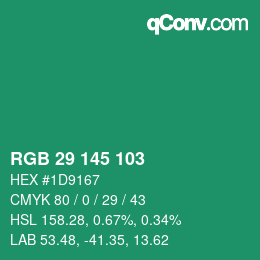 Color code: RGB 29 145 103 | qconv.com