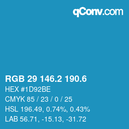 カラーコード: RGB 29 146.2 190.6 | qconv.com