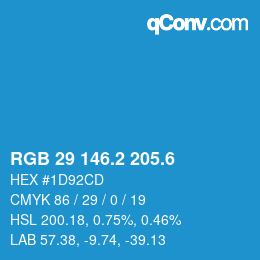 カラーコード: RGB 29 146.2 205.6 | qconv.com