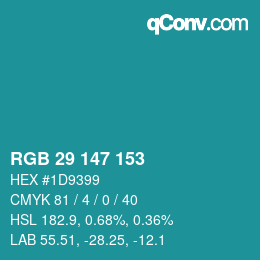 Color code: RGB 29 147 153 | qconv.com