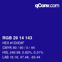 Color code: RGB 29 14 143 | qconv.com