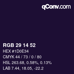 Color code: RGB 29 14 52 | qconv.com
