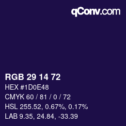 カラーコード: RGB 29 14 72 | qconv.com
