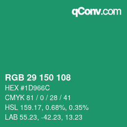 Color code: RGB 29 150 108 | qconv.com