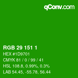 Color code: RGB 29 151 1 | qconv.com