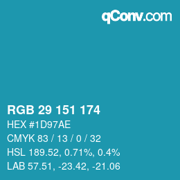 Color code: RGB 29 151 174 | qconv.com