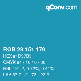 Color code: RGB 29 151 179 | qconv.com